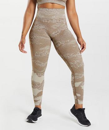 Legginsy Damskie Gymshark Adapt Camo Seamless Szare Brązowe | PL 2265XYU